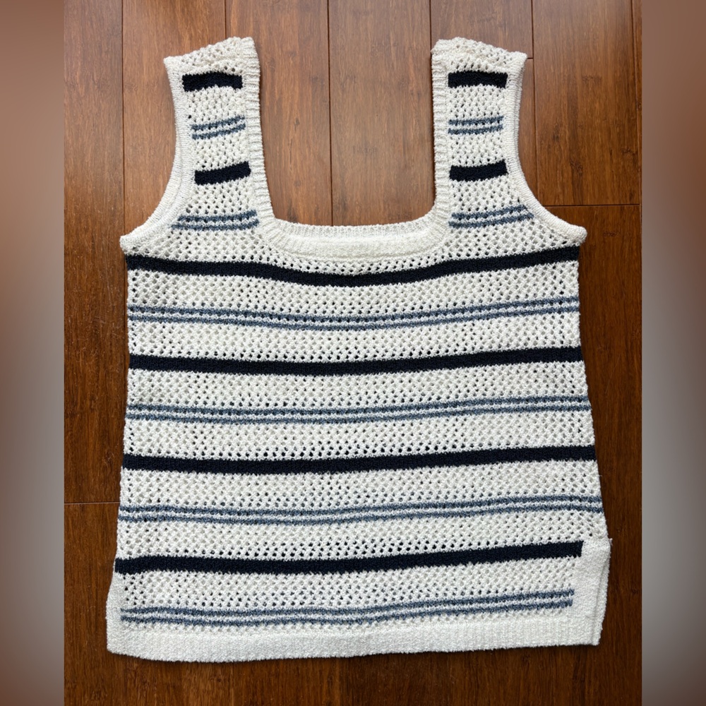 Weekend Los Angeles Maxie Sweater Knit Tank Coastal Stripe Navy Size S NWOT - Picture 2 of 6